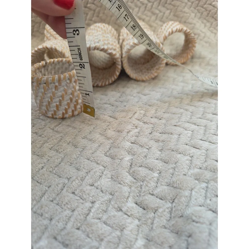 Caravan Everyday Whitewash Rattan‎ Napkin Rings Set Of 8 Boho Coastal Luxury